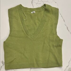 Garage Olive Knit V-Neck Sweater size PS